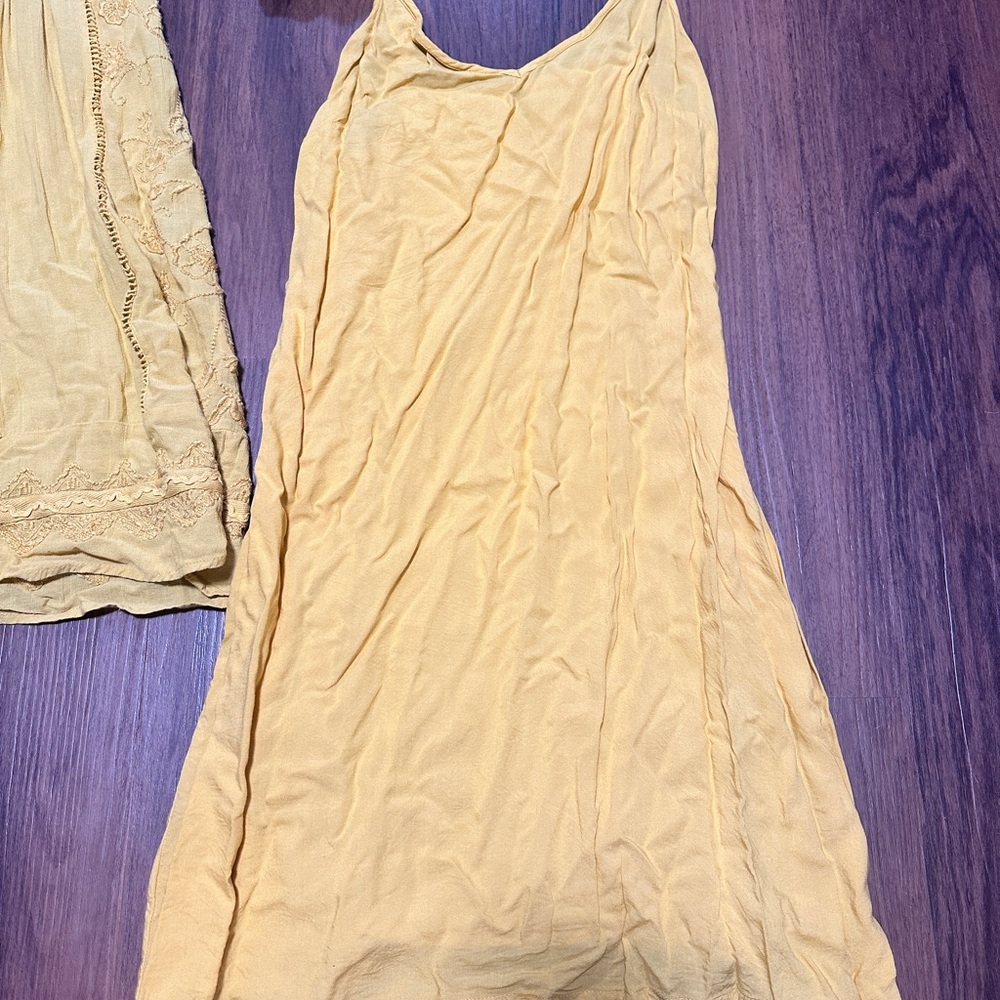 Anthropologie Akemi + Kin Mustard Yellow Dress With Slip - Picture 5 of 12